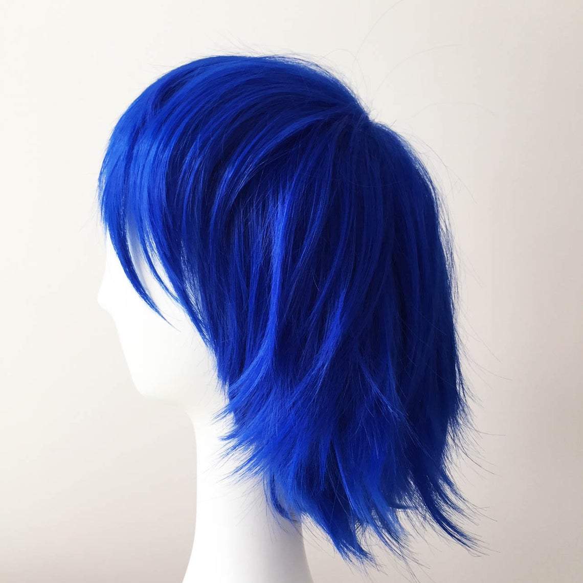 nevermindyrhead Men Blue Short Straight Fringe Bangs Cosplay Wig