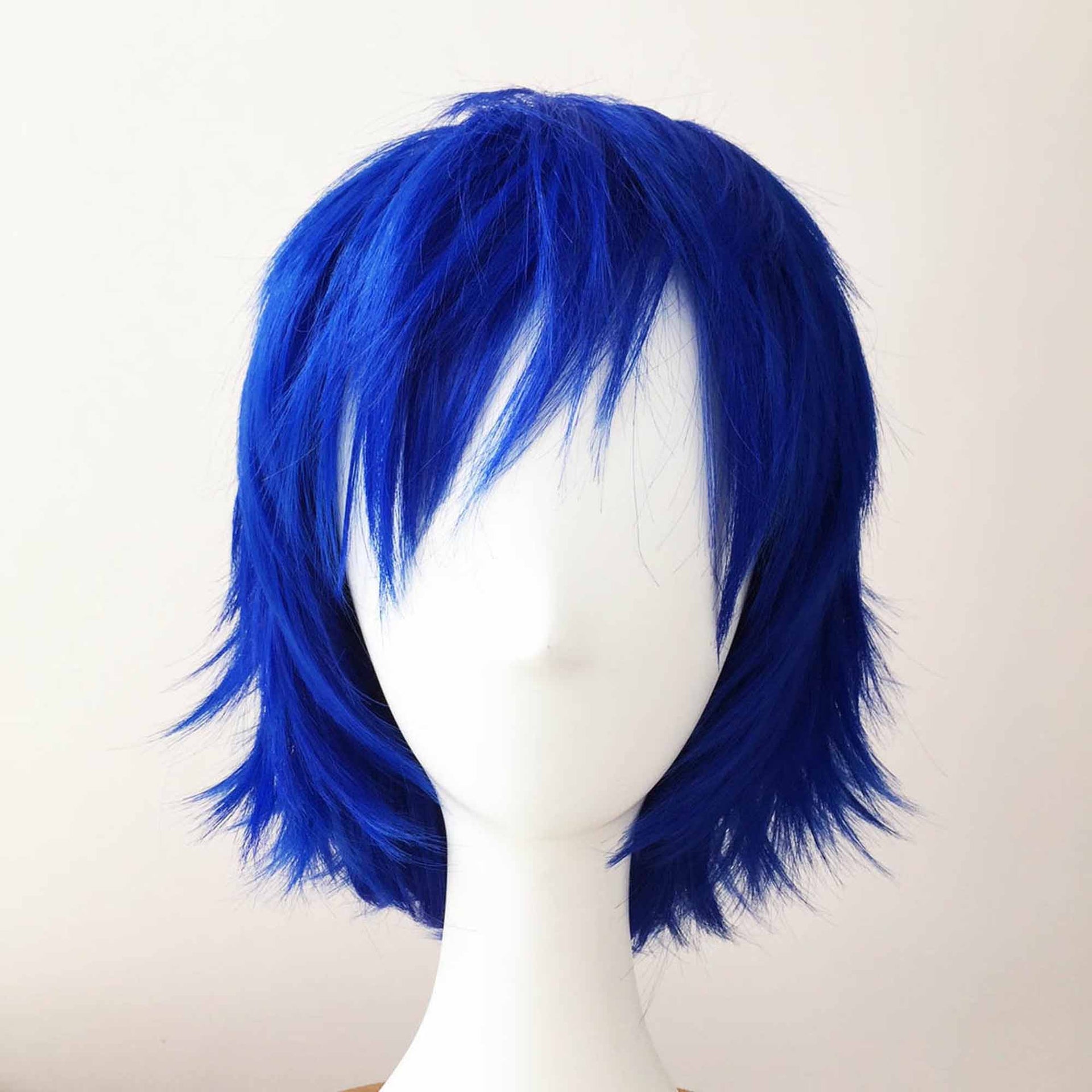 nevermindyrhead Men Blue Short Straight Fringe Bangs Cosplay Wig