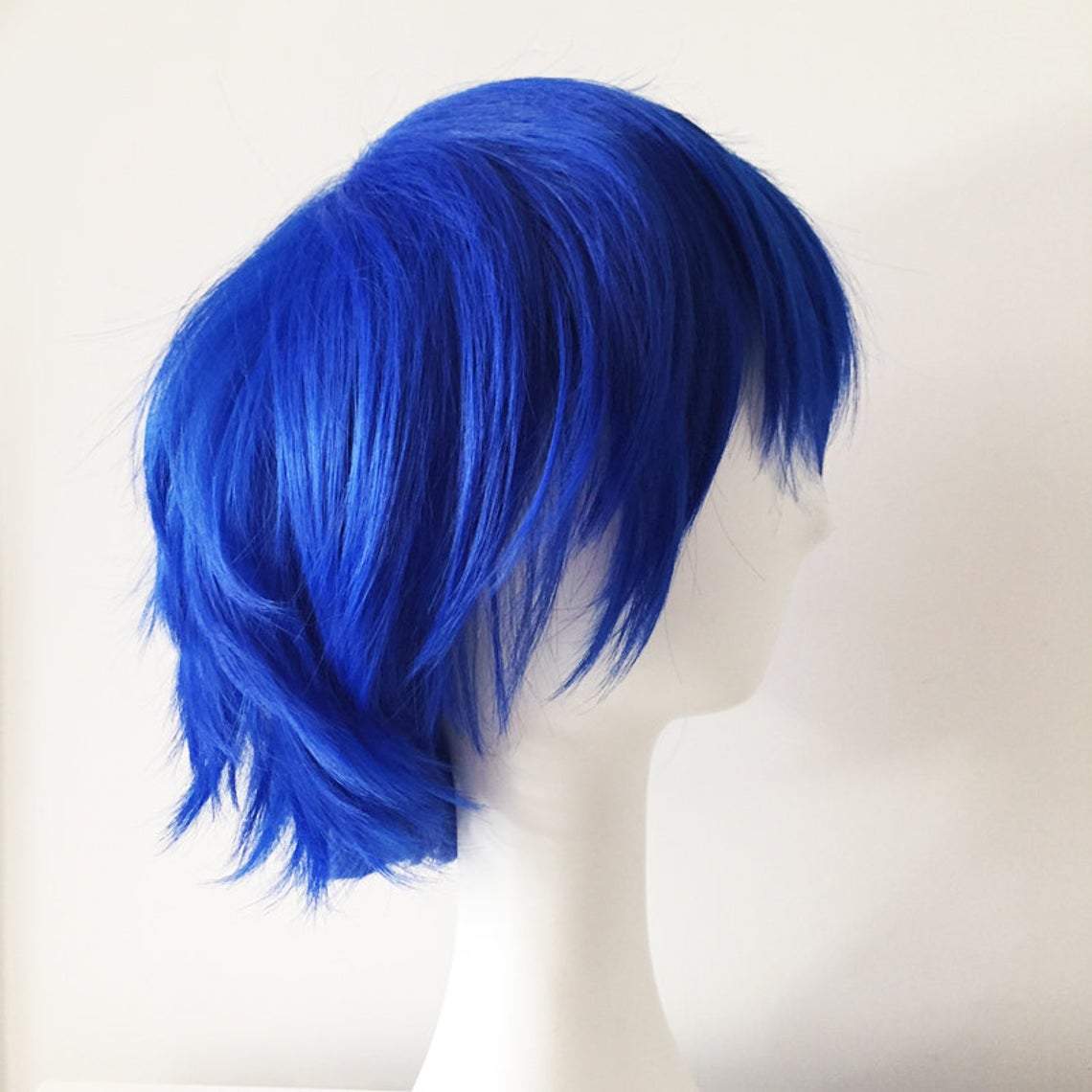 nevermindyrhead Men Blue Short Straight Fringe Bangs Cosplay Wig