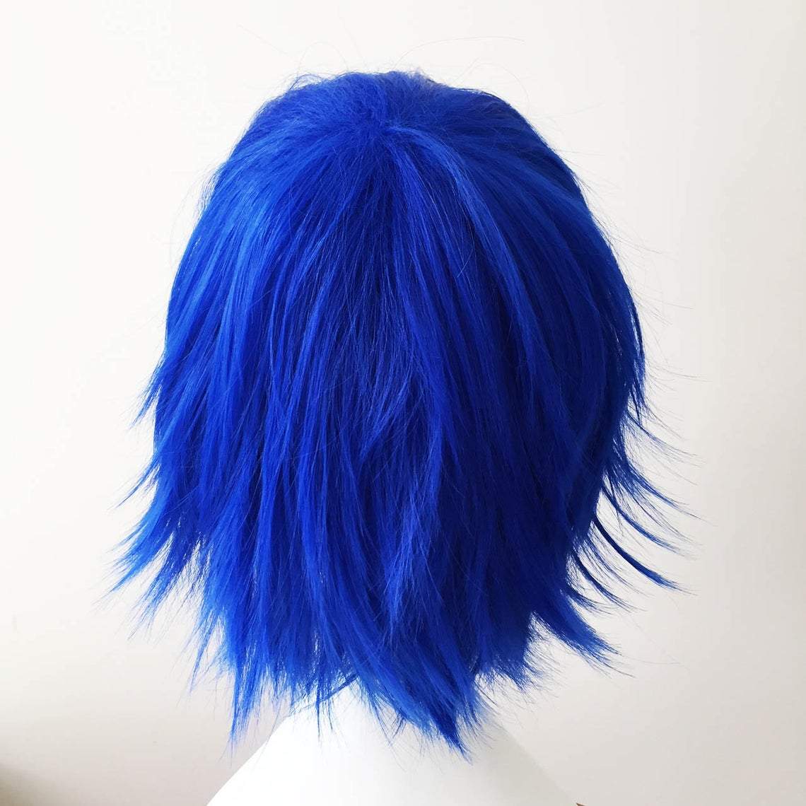 nevermindyrhead Men Blue Short Straight Fringe Bangs Cosplay Wig