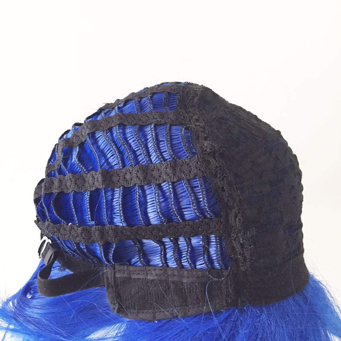 nevermindyrhead Men Blue Short Straight Fringe Bangs Cosplay Wig