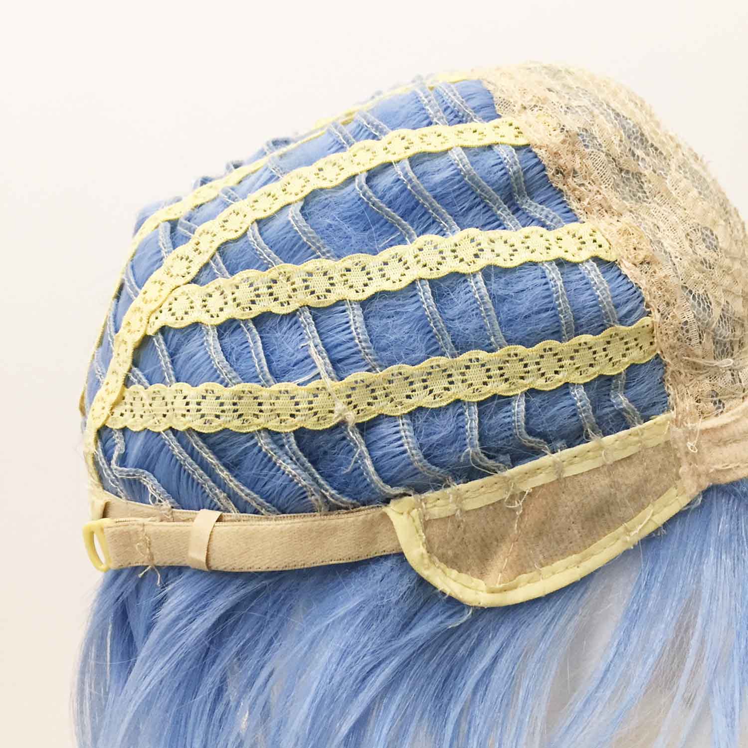 nevermindyrhead Men Blue White Two Tone Short Straight Fringe Bangs Cosplay Wig