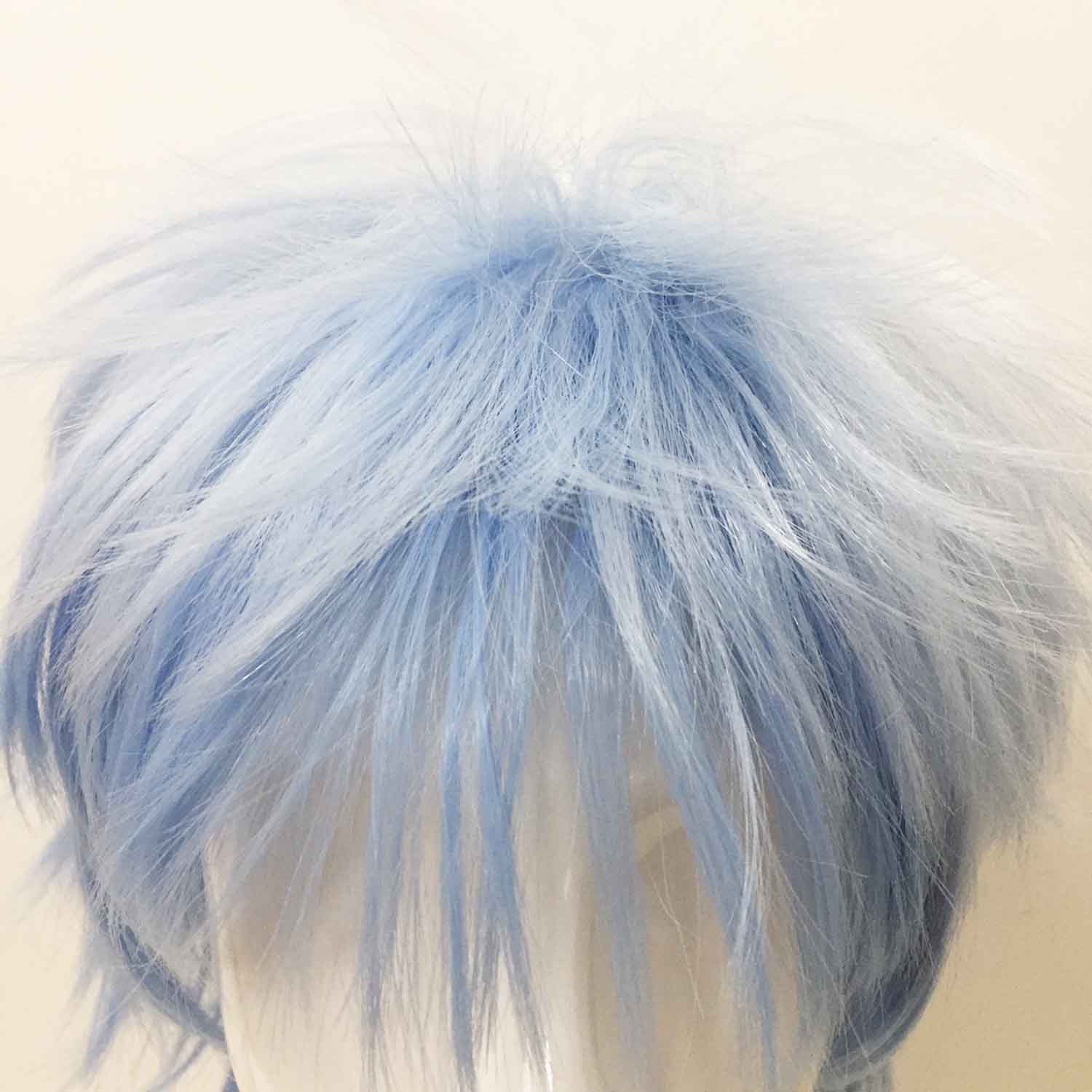 nevermindyrhead Men Blue White Two Tone Short Straight Fringe Bangs Cosplay Wig