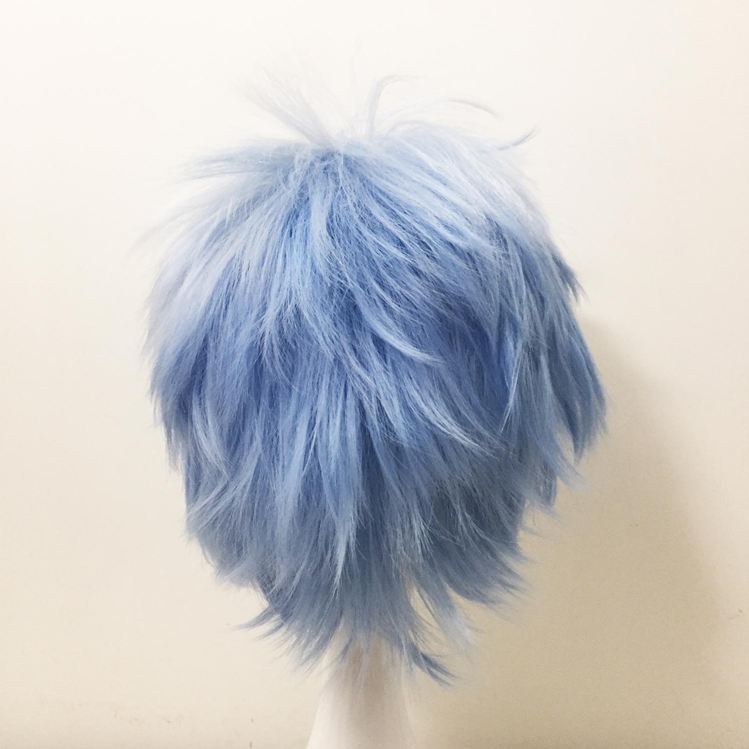 nevermindyrhead Men Blue White Two Tone Short Straight Fringe Bangs Cosplay Wig