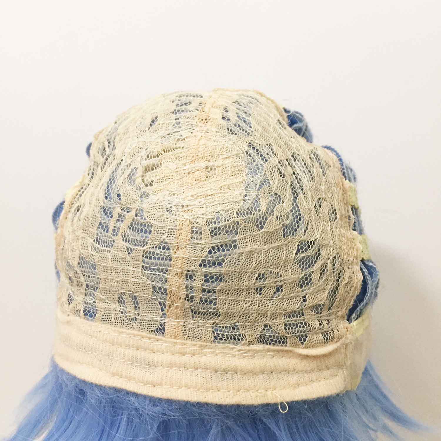 nevermindyrhead Men Blue White Two Tone Short Straight Fringe Bangs Cosplay Wig