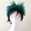 Men Bouncy Ombre Green Black Cosplay Short Hair Wig