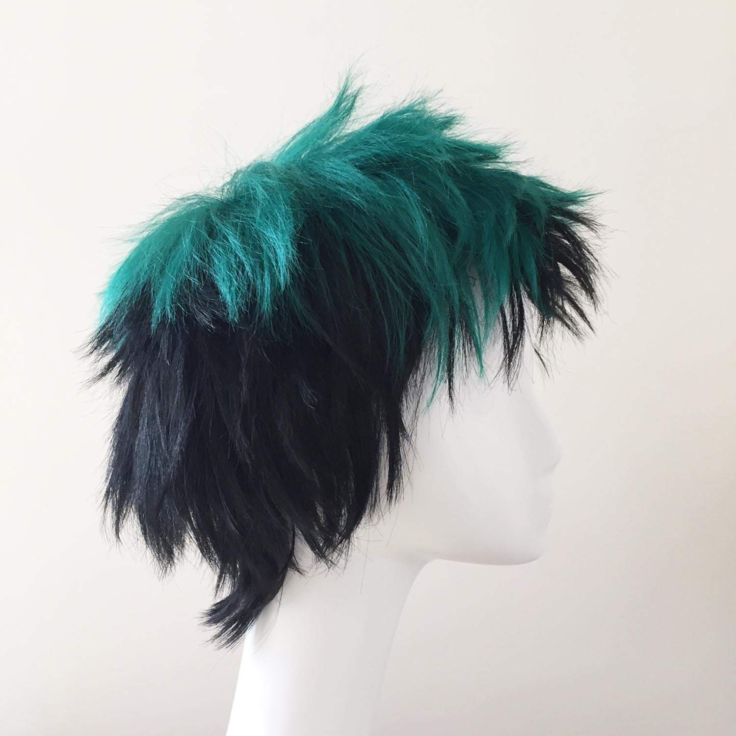 nevermindyrhead Men Bouncy Ombre Green Black Cosplay Short Hair Wig