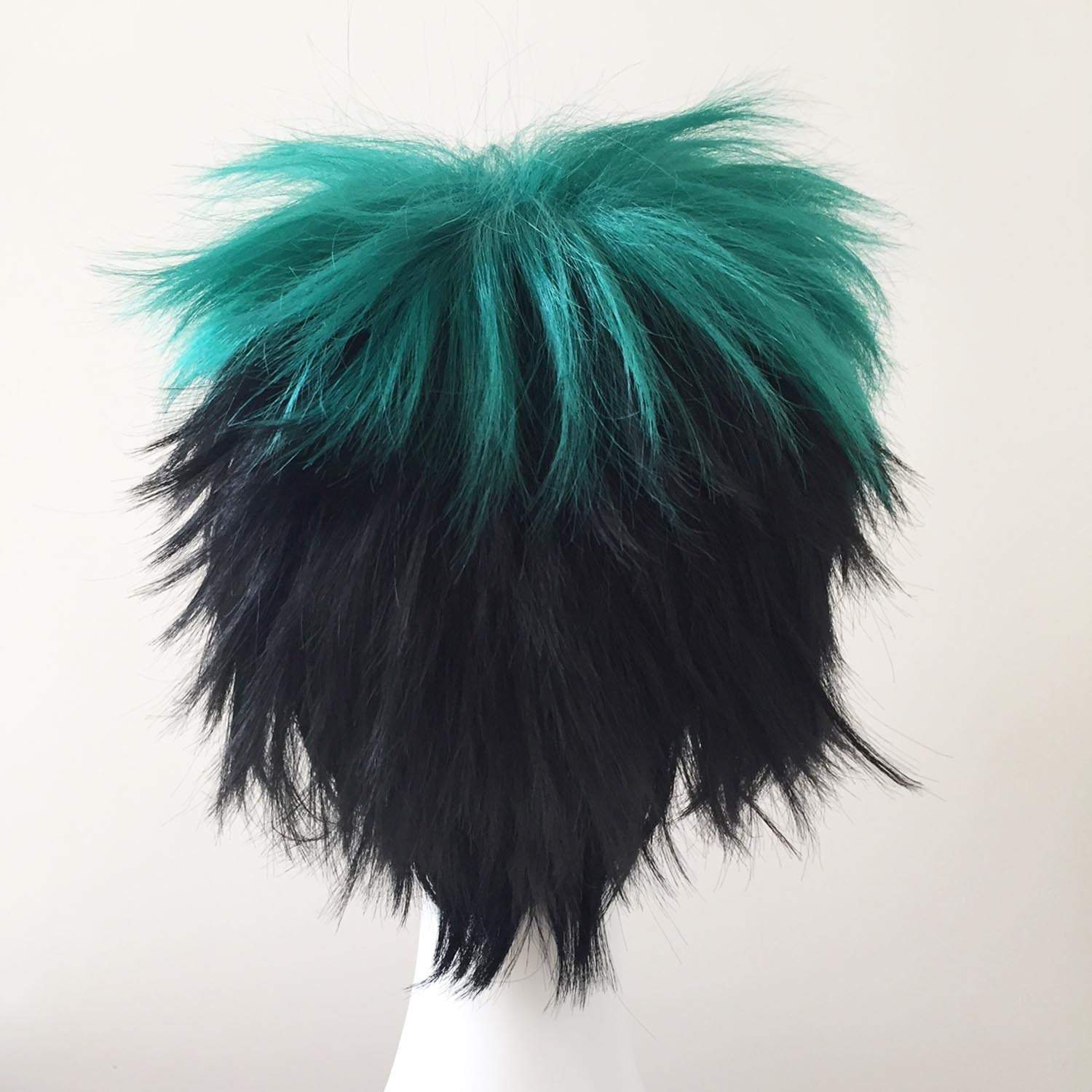 nevermindyrhead Men Bouncy Ombre Green Black Cosplay Short Hair Wig