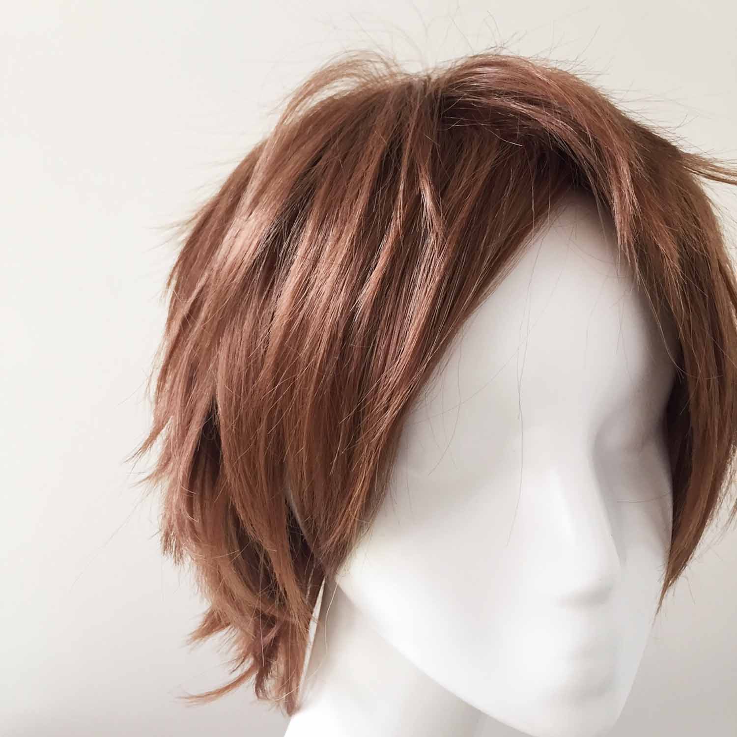 nevermindyrhead Men Brown Short Straight Fringe Bangs Layered Cosplay Wig
