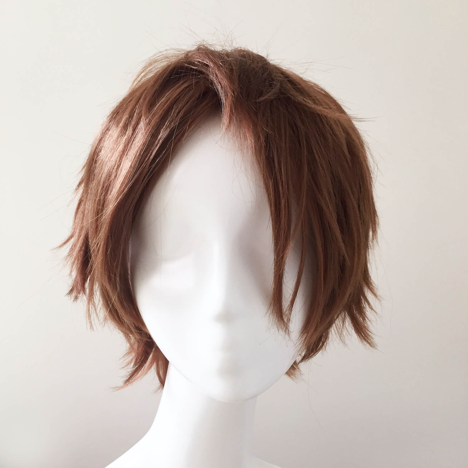 nevermindyrhead Men Brown Short Straight Fringe Bangs Layered Cosplay Wig