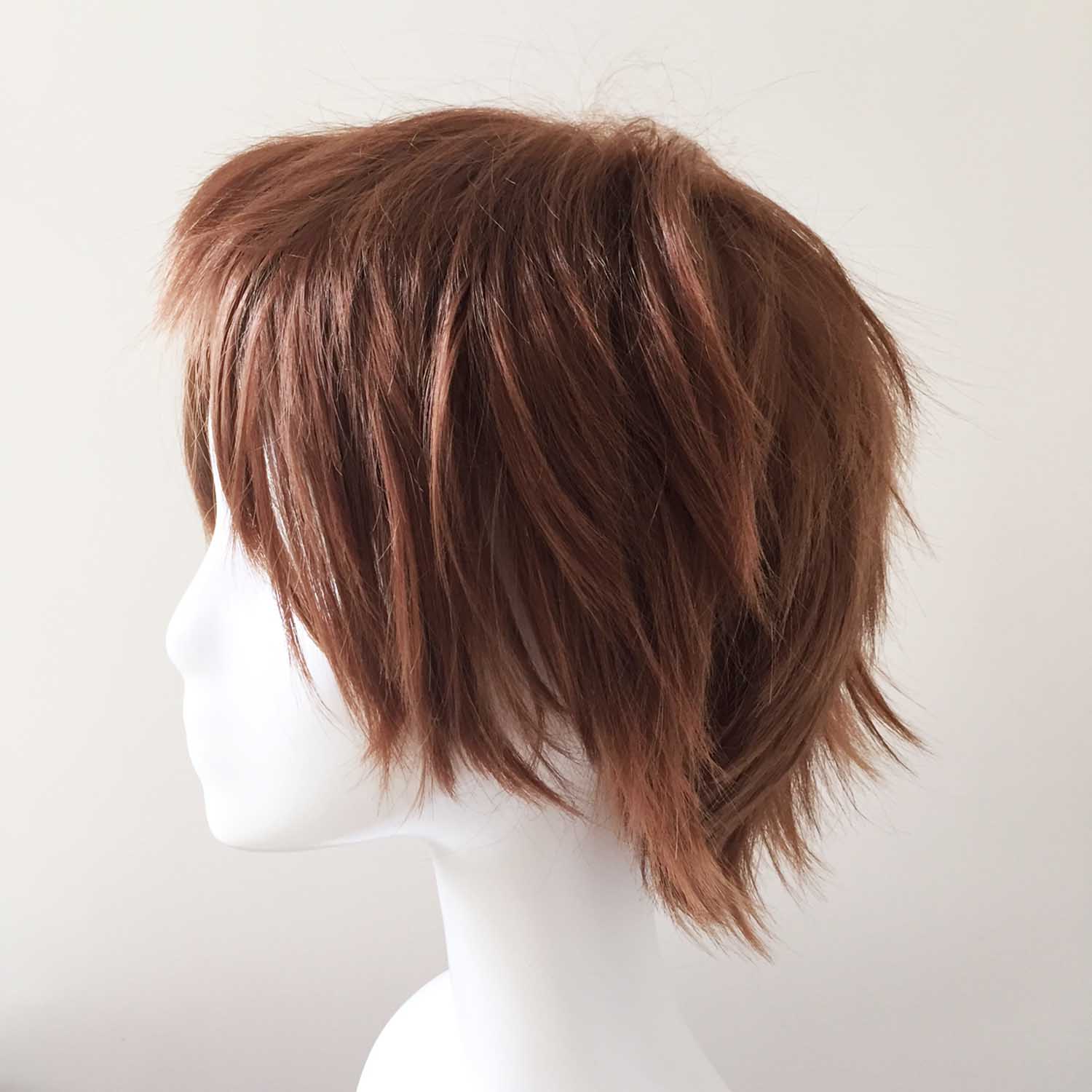 nevermindyrhead Men Brown Short Straight Fringe Bangs Layered Cosplay Wig