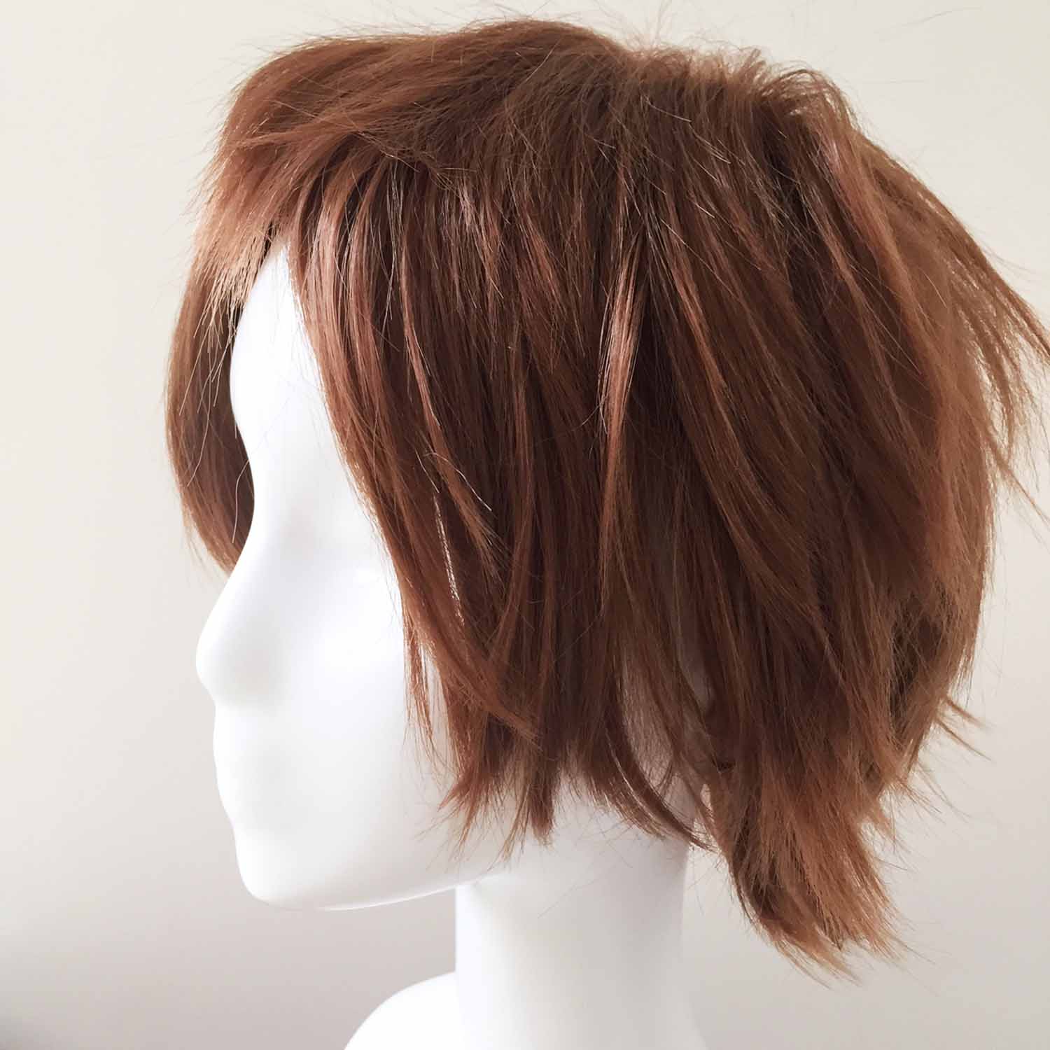 nevermindyrhead Men Brown Short Straight Fringe Bangs Layered Cosplay Wig