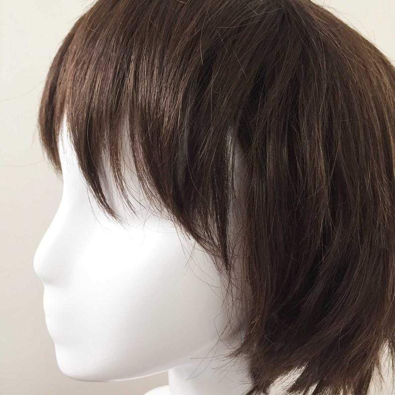 nevermindyrhead Men Dark Brown Short Straight Fringe Bangs Cosplay Wig