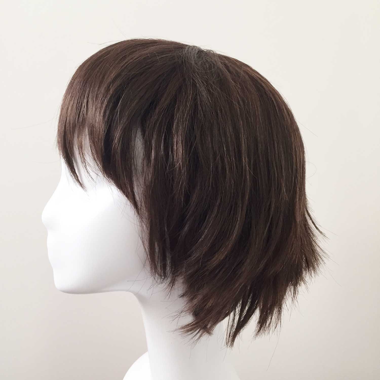 nevermindyrhead Men Dark Brown Short Straight Fringe Bangs Cosplay Wig