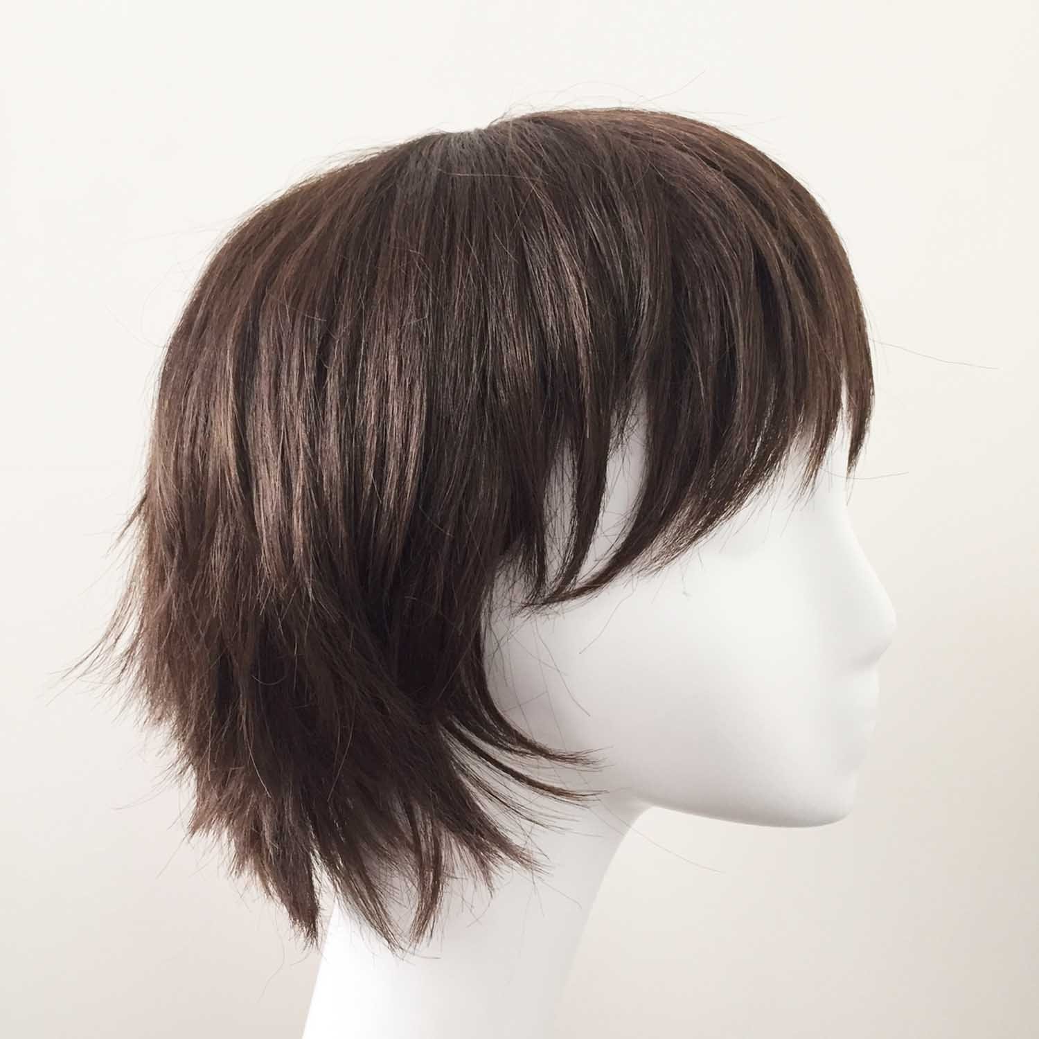 nevermindyrhead Men Dark Brown Short Straight Fringe Bangs Cosplay Wig