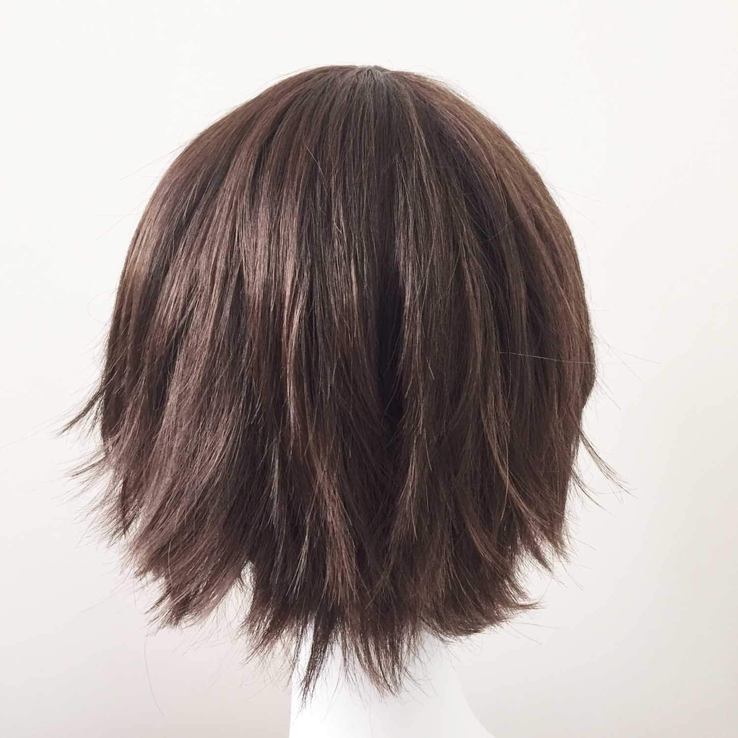 nevermindyrhead Men Dark Brown Short Straight Fringe Bangs Cosplay Wig