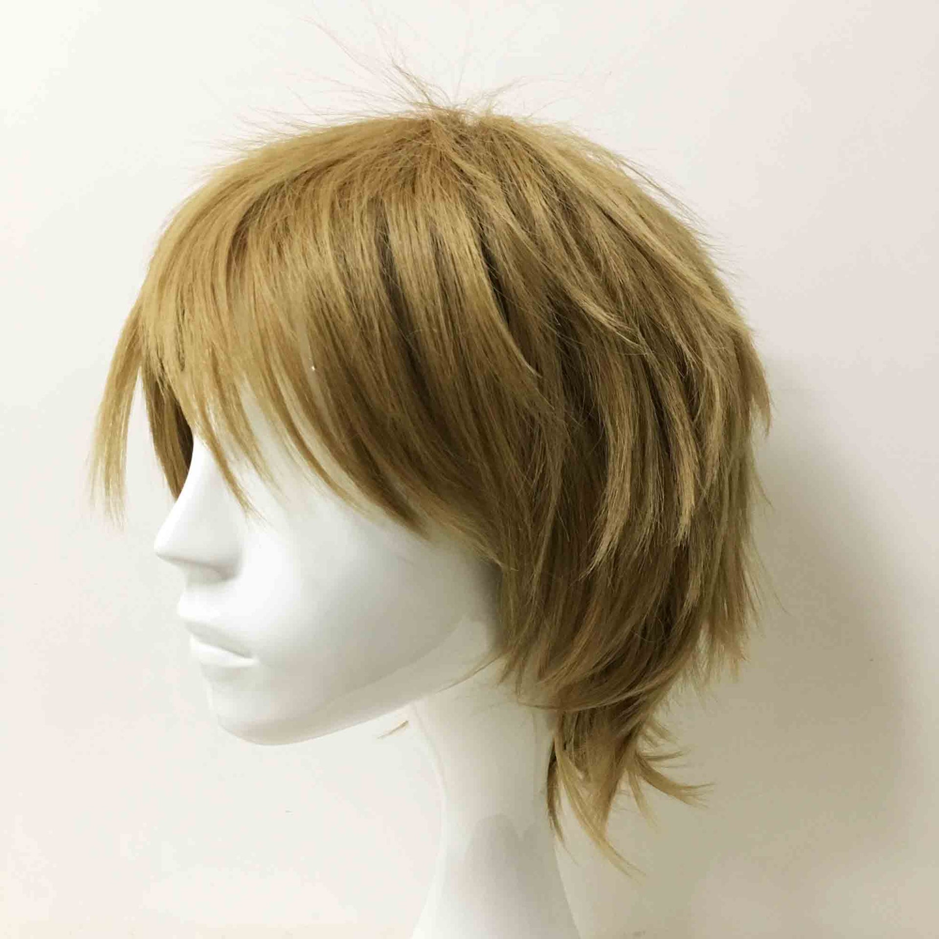 nevermindyrhead Men Golden Brown Short Straight Fringe Bangs Cosplay Wig
