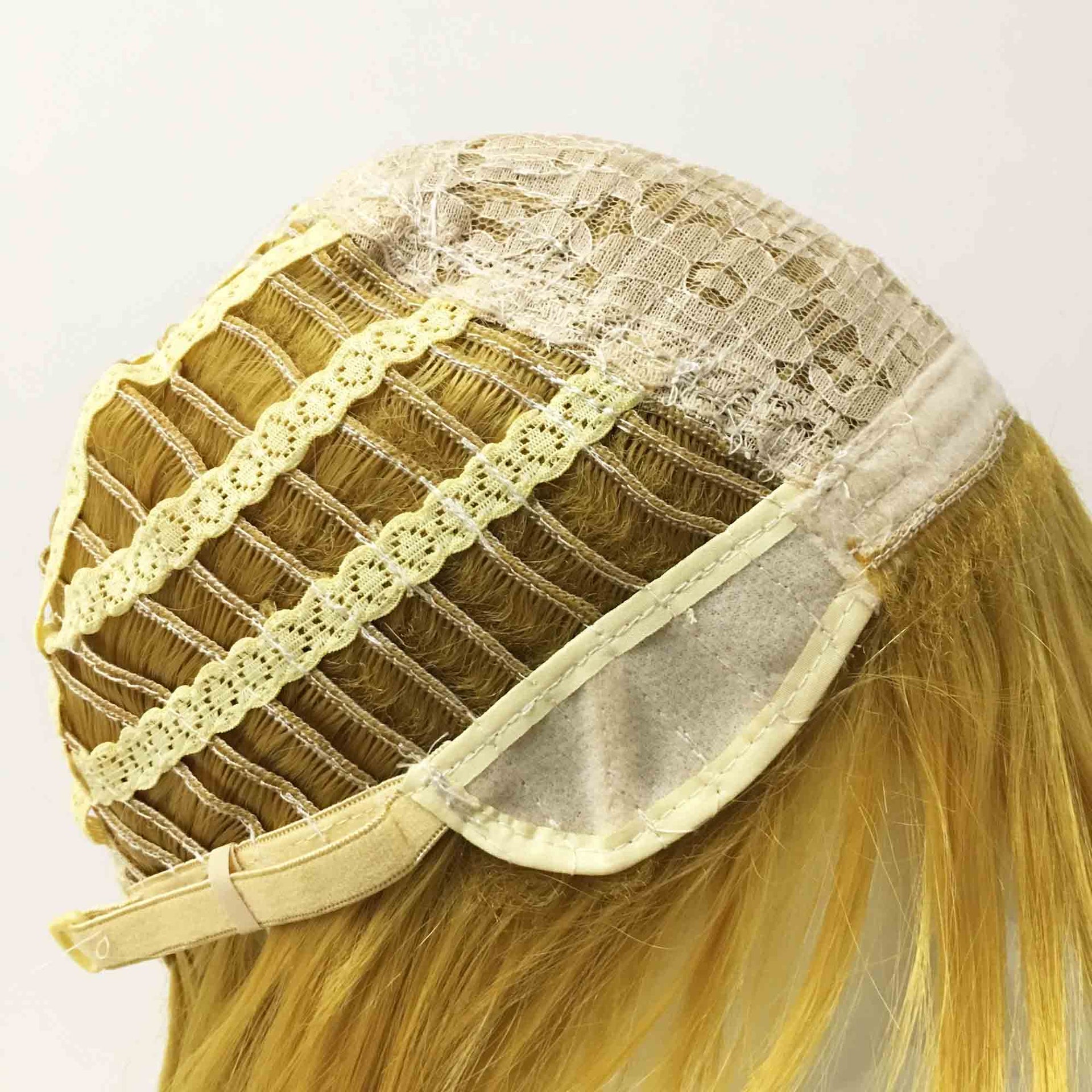 nevermindyrhead Men Golden Yellow Short Straight Fringe Bangs Layered Cosplay wig