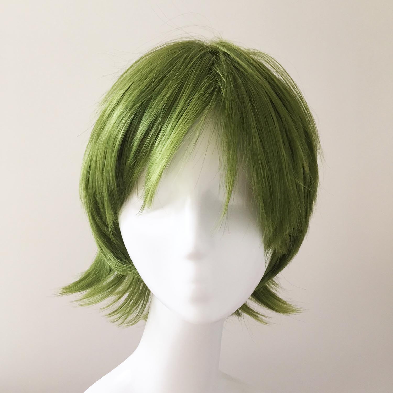 nevermindyrhead Men Green Short Straight Fringe Bangs Cosplay Wig