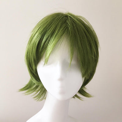 Men Green Short Straight Fringe Bangs Cosplay Wig