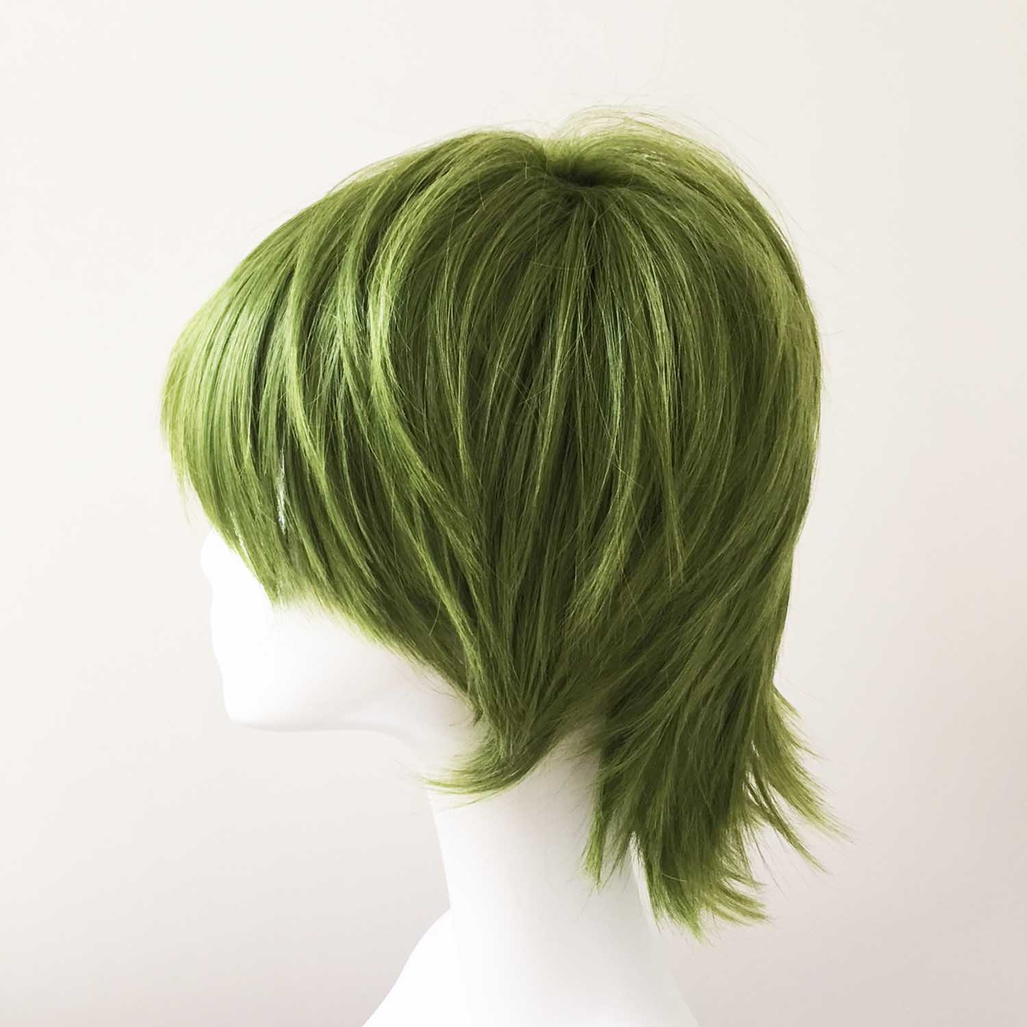 nevermindyrhead Men Green Short Straight Fringe Bangs Cosplay Wig