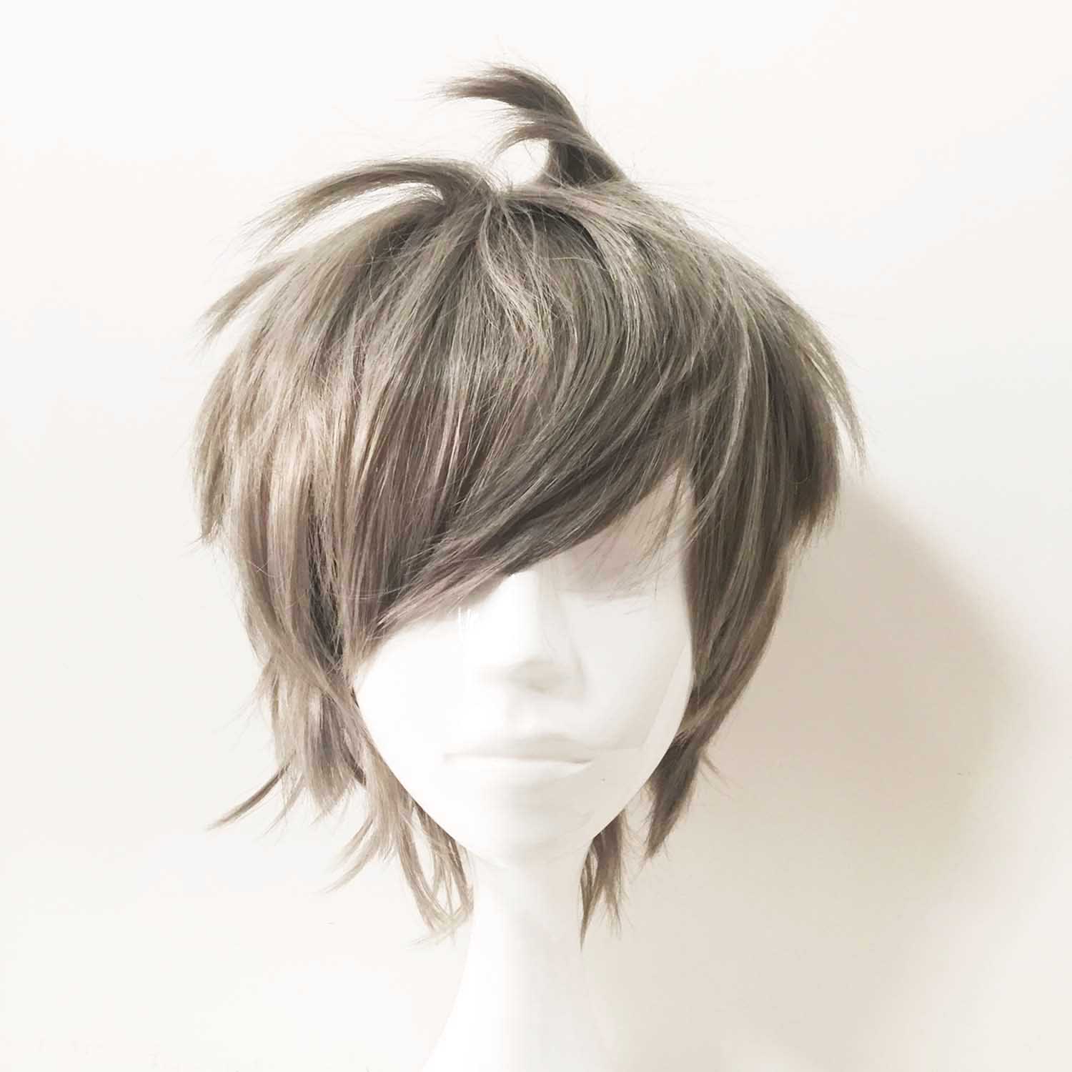 nevermindyrhead Men Gray Short Straight Fringe Bangs Hair Cosplay Wig
