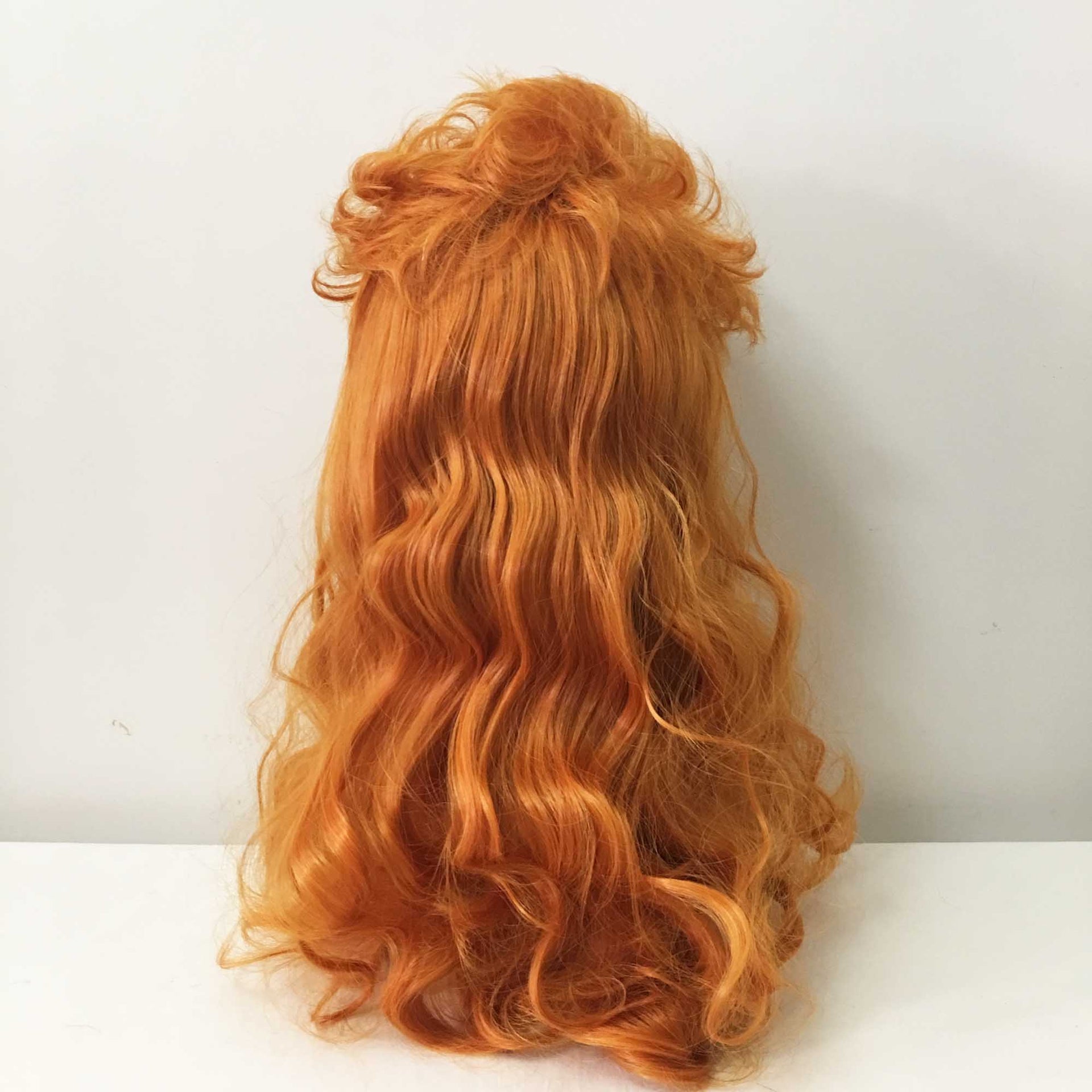 nevermindyrhead Men Orange Long Curly Punk Mullet Slicked Back Retro Cosplay Wig