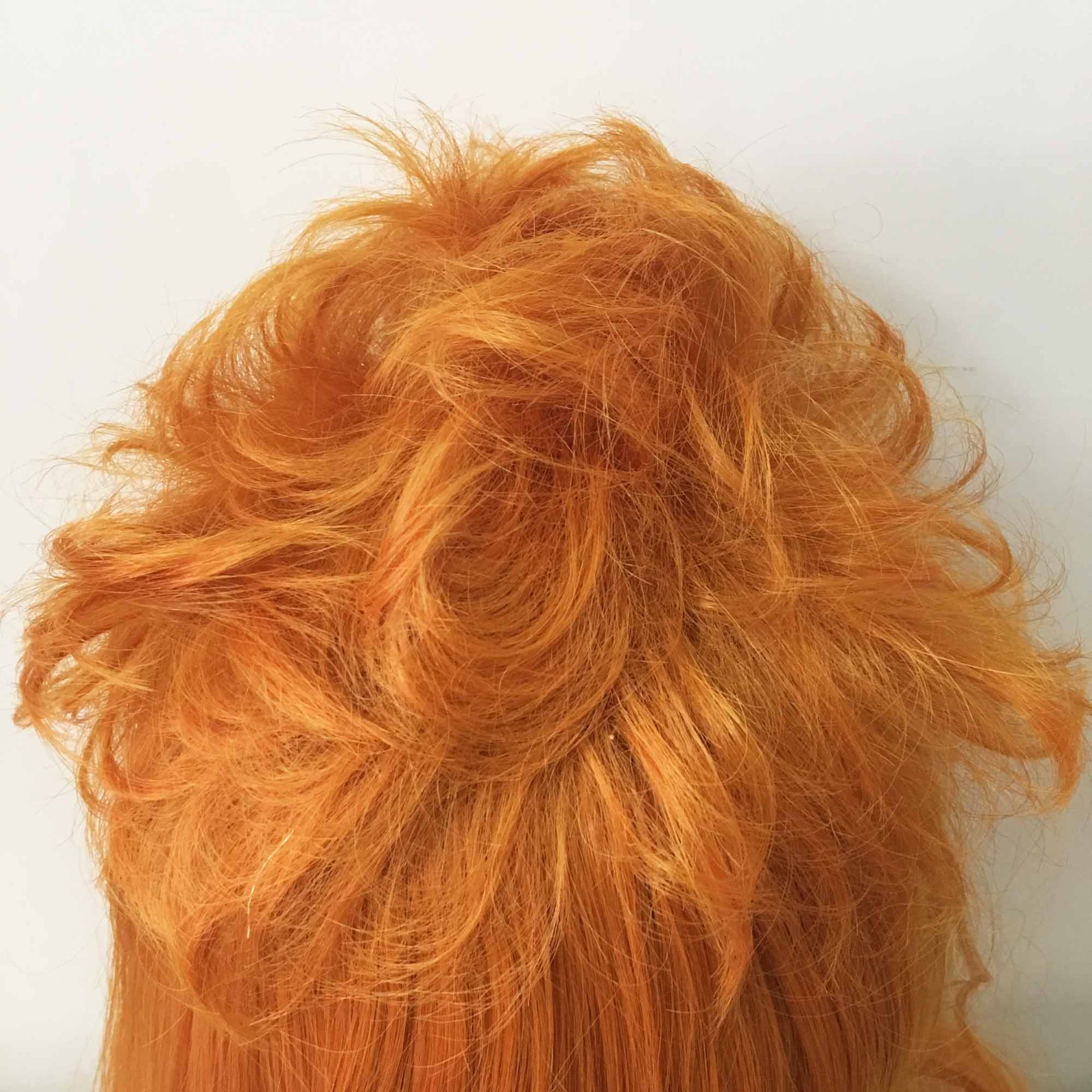 nevermindyrhead Men Orange Long Curly Punk Mullet Slicked Back Retro Cosplay Wig