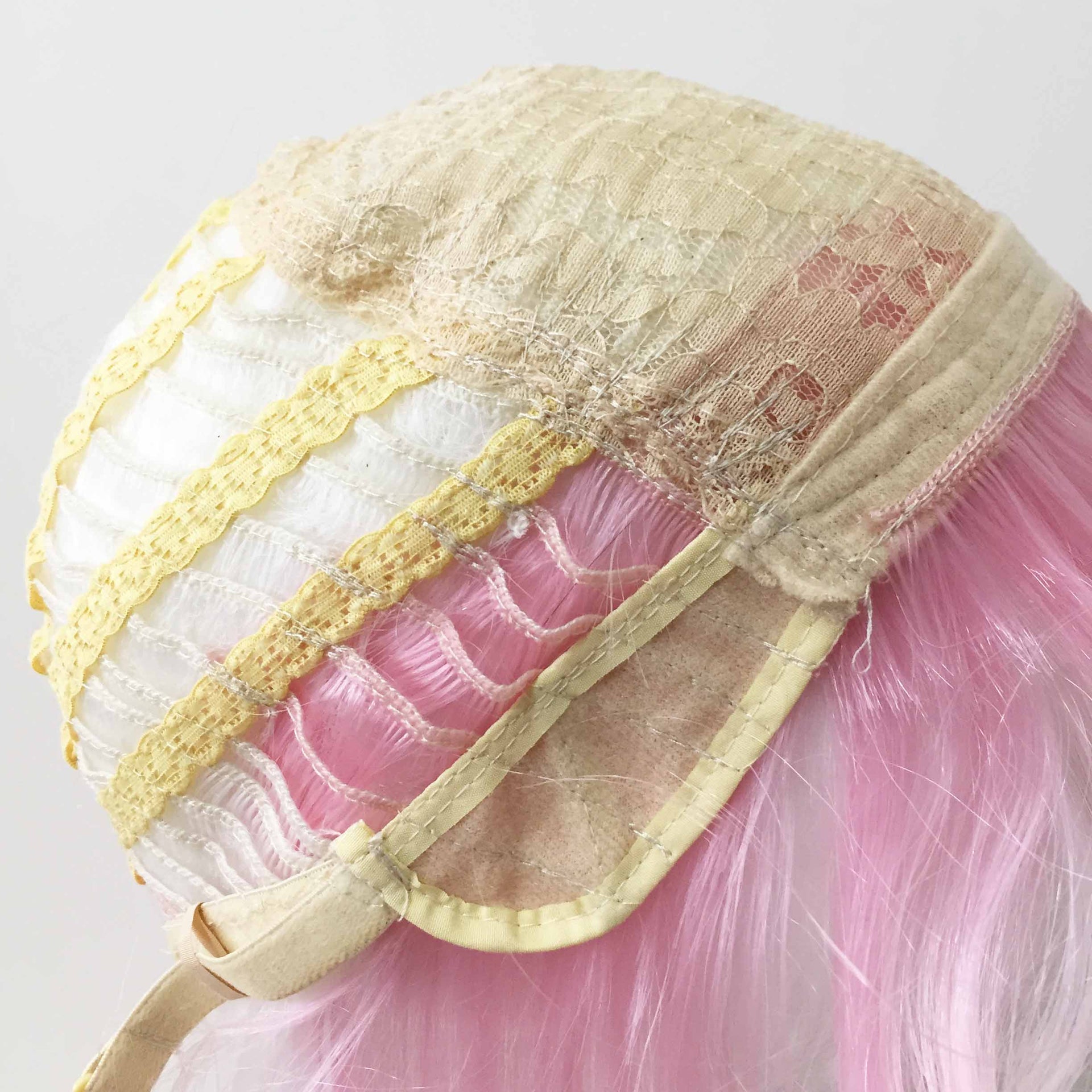 nevermindyrhead Men Pink White Two Tone Short Straight Long Bangs Cosplay Wig