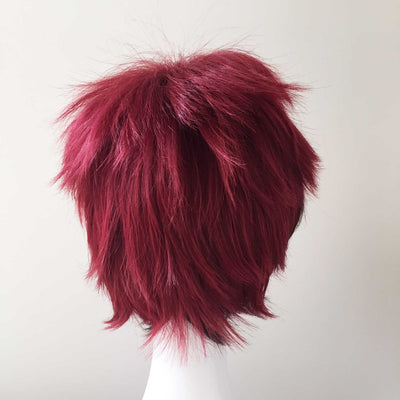 Men Red Black Two Tone Short Straight Fringe Bangs Cosplay Wig