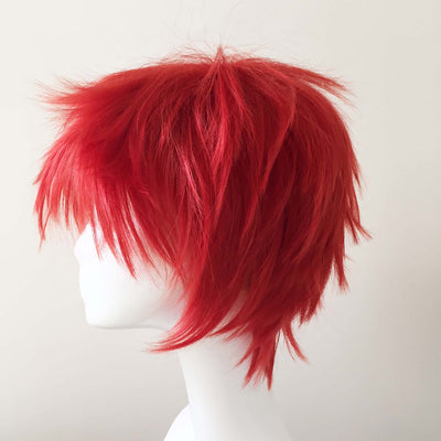 Men Red Short Straght Fringe Bangs Cosplay Wig