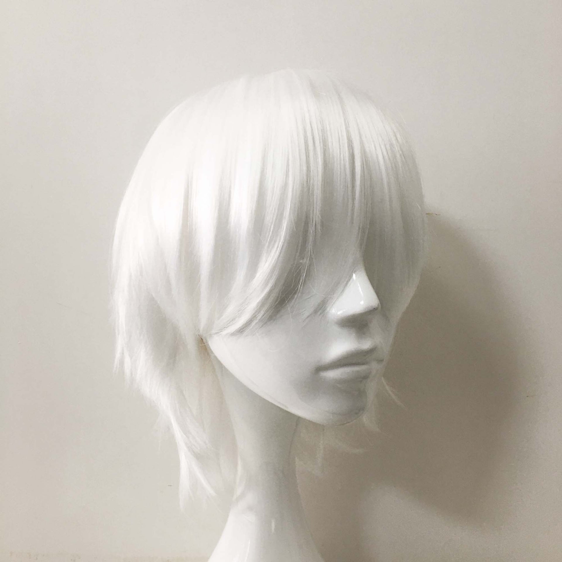 nevermindyrhead Men Snow White Short Straight Fringe Bangs Cosplay Wig