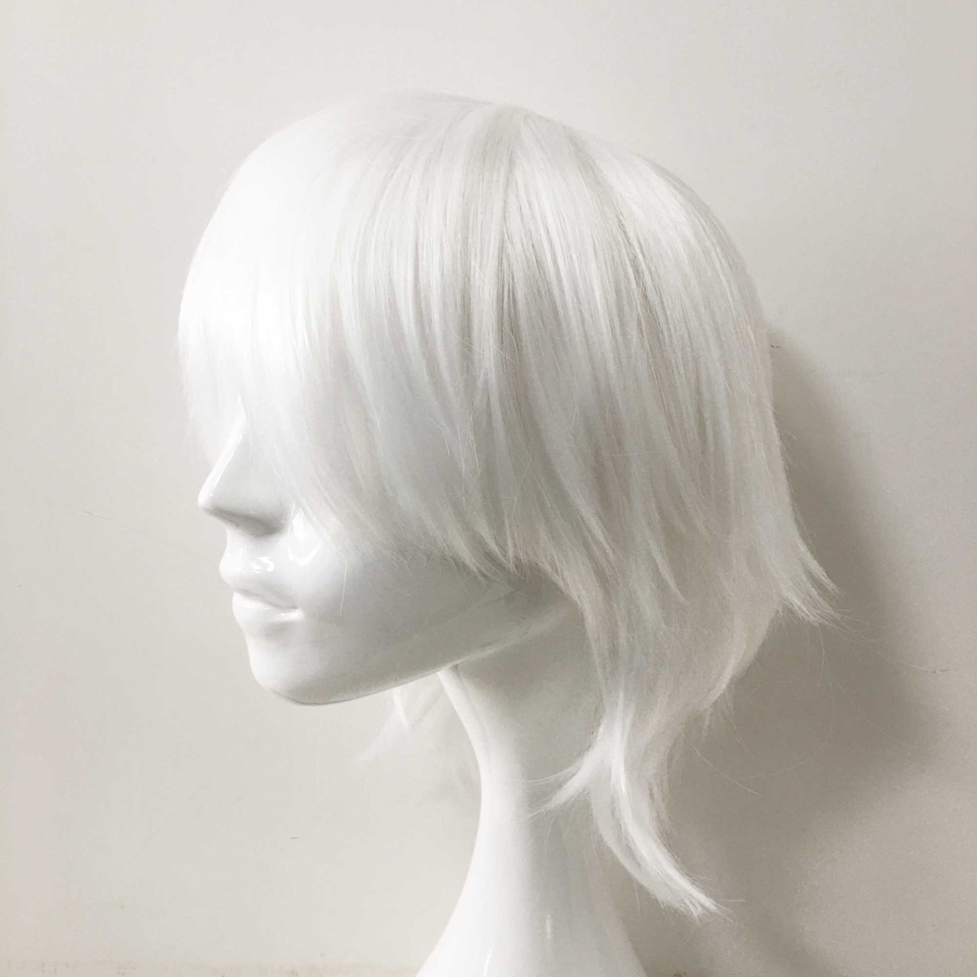 nevermindyrhead Men Snow White Short Straight Fringe Bangs Cosplay Wig