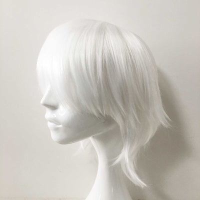 Men Snow White Short Straight Fringe Bangs Cosplay Wig