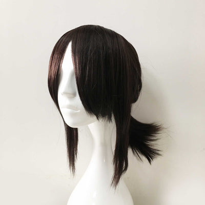 Men Unisex Dark Brown Long Straight Middle Part Sideburns Cosplay Wig