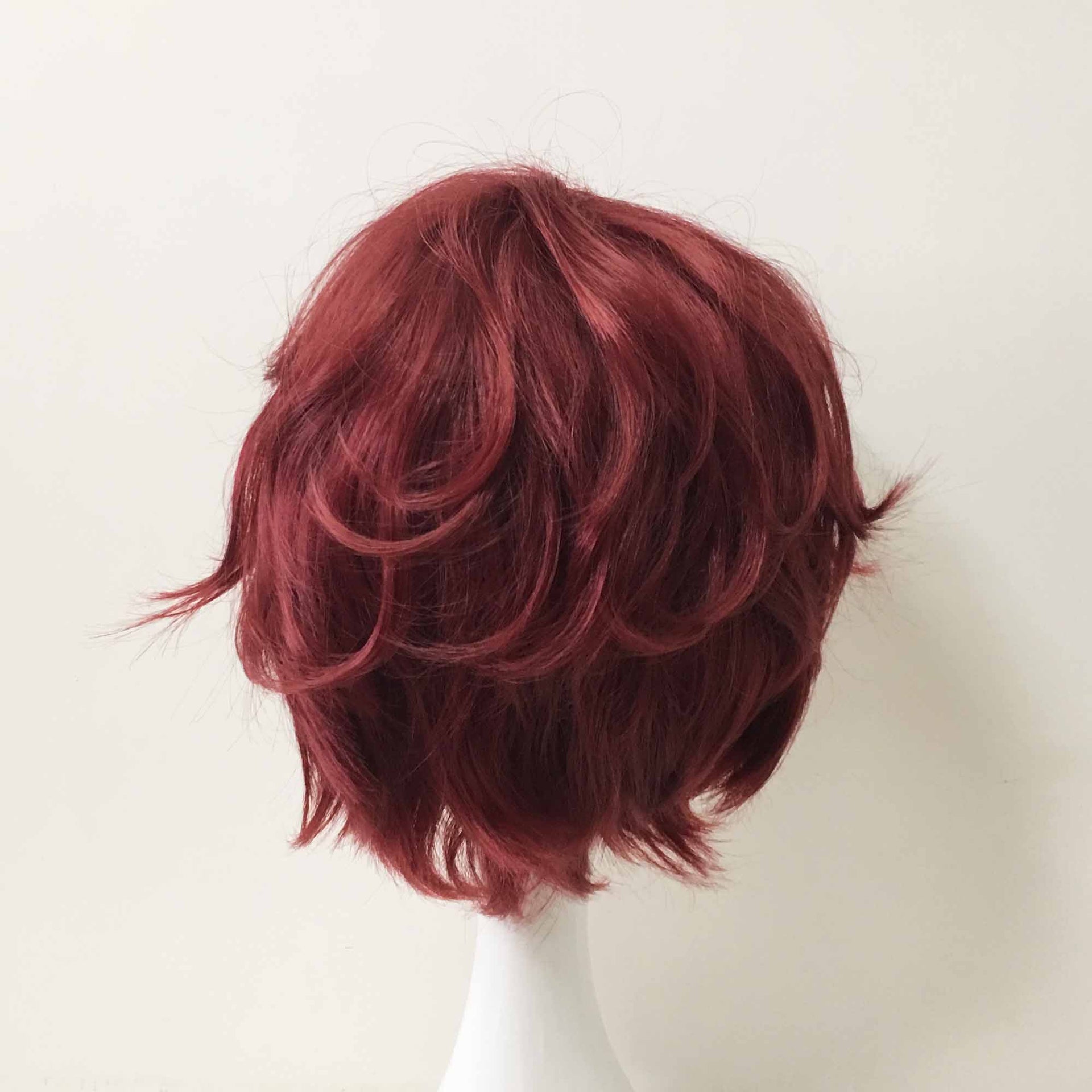 nevermindyrhead Men Unisex Dark Red Short Straight Fringe Bangs Cosplay Wig