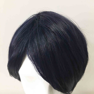 Men Unisex Navy Short Straight Side Swept Bangs Cosplay Wig