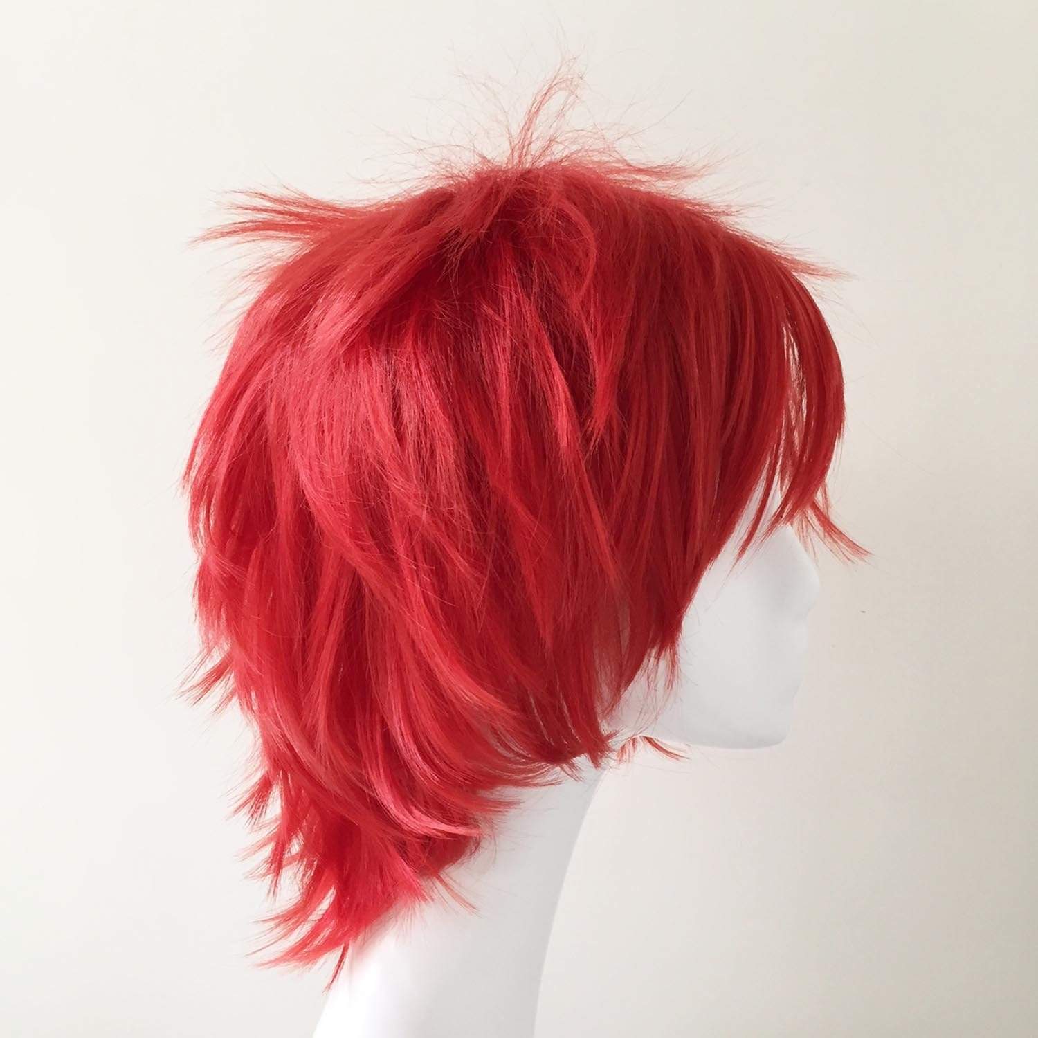 nevermindyrhead Men Unisex Red Short Straight Long Fringe Bangs Cosplay Wig