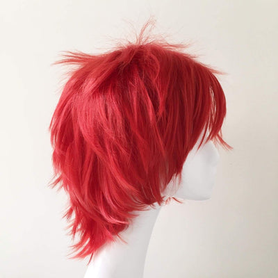 Men Unisex Red Short Straight Long Fringe Bangs Cosplay Wig