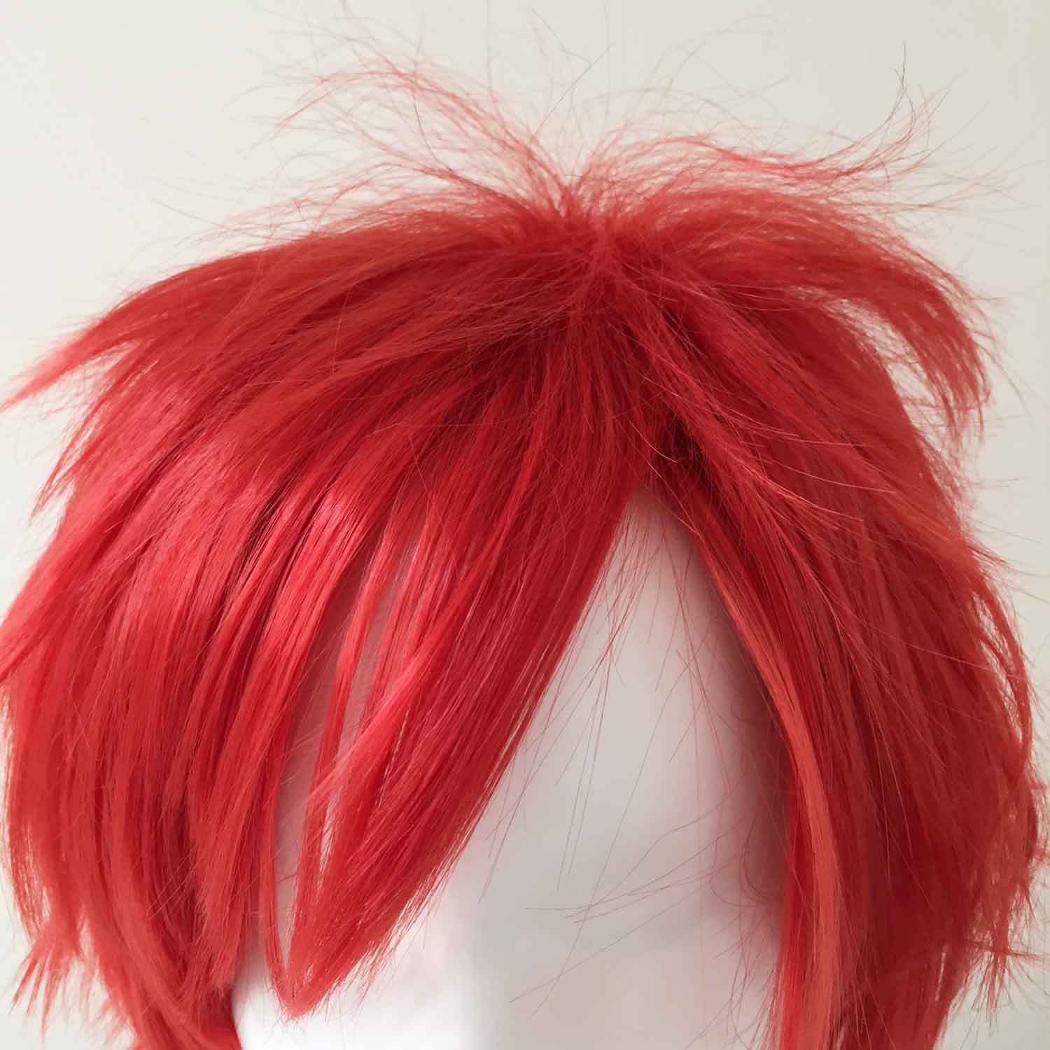 nevermindyrhead Men Unisex Red Short Straight Long Fringe Bangs Cosplay Wig