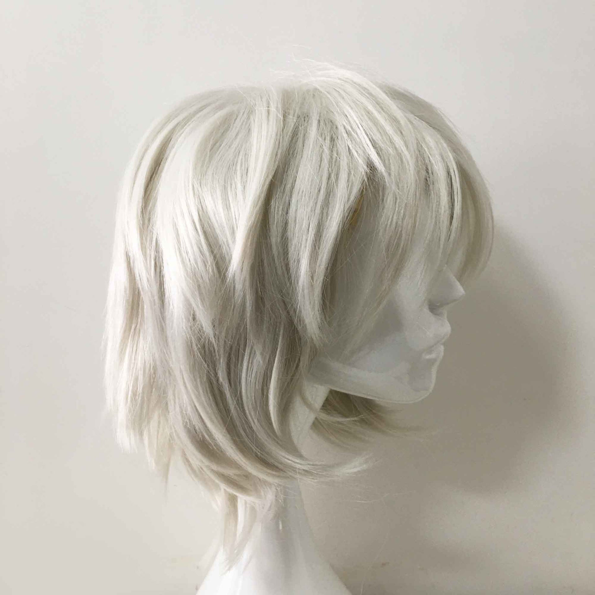 nevermindyrhead Men Unisex White Short Straight Long Bangs Cosplay Wig