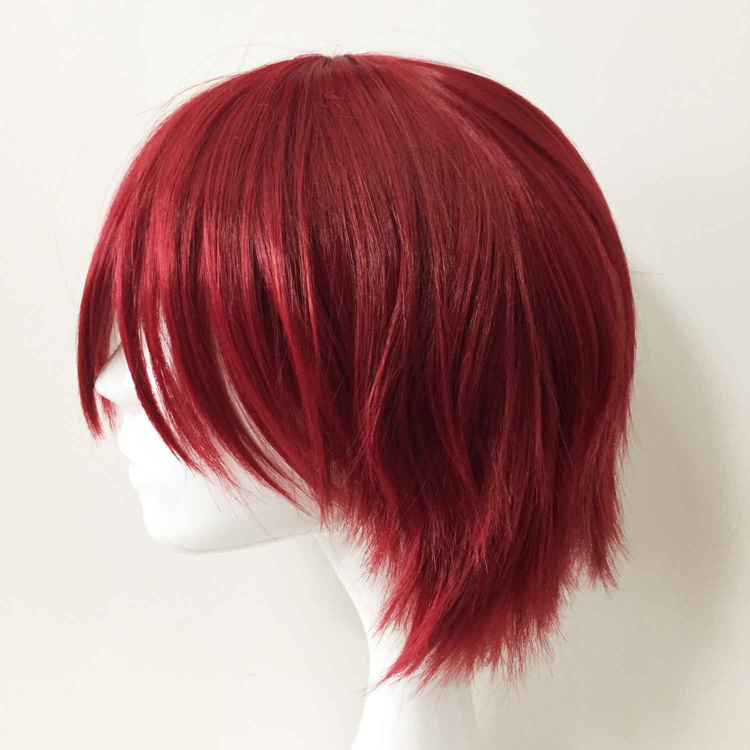 nevermindyrhead Men White Red Split Color Short Straight Fringe Bangs Cosplay Wig