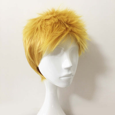 Men Yellow Short Straight Pixie Fringe Bangs Cosplay Wig