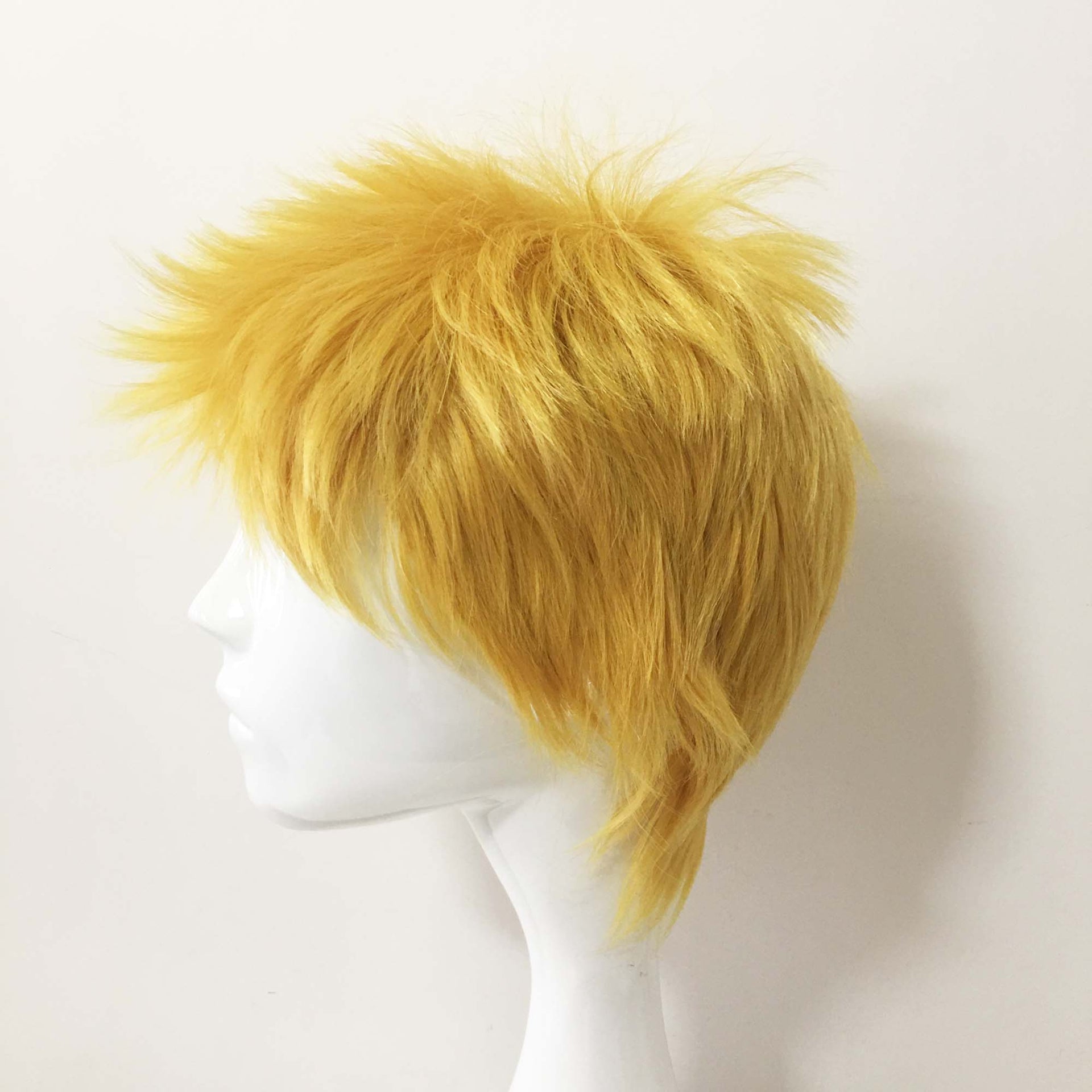 nevermindyrhead Men Yellow Short Straight Pixie Fringe Bangs Cosplay Wig