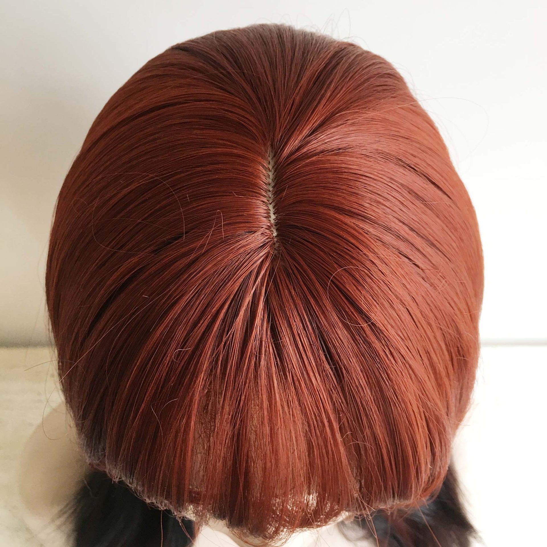 nevermindyrhead Red Wig Ombre Auburn And Black Long Straight Synthetic Women Bangs Wig