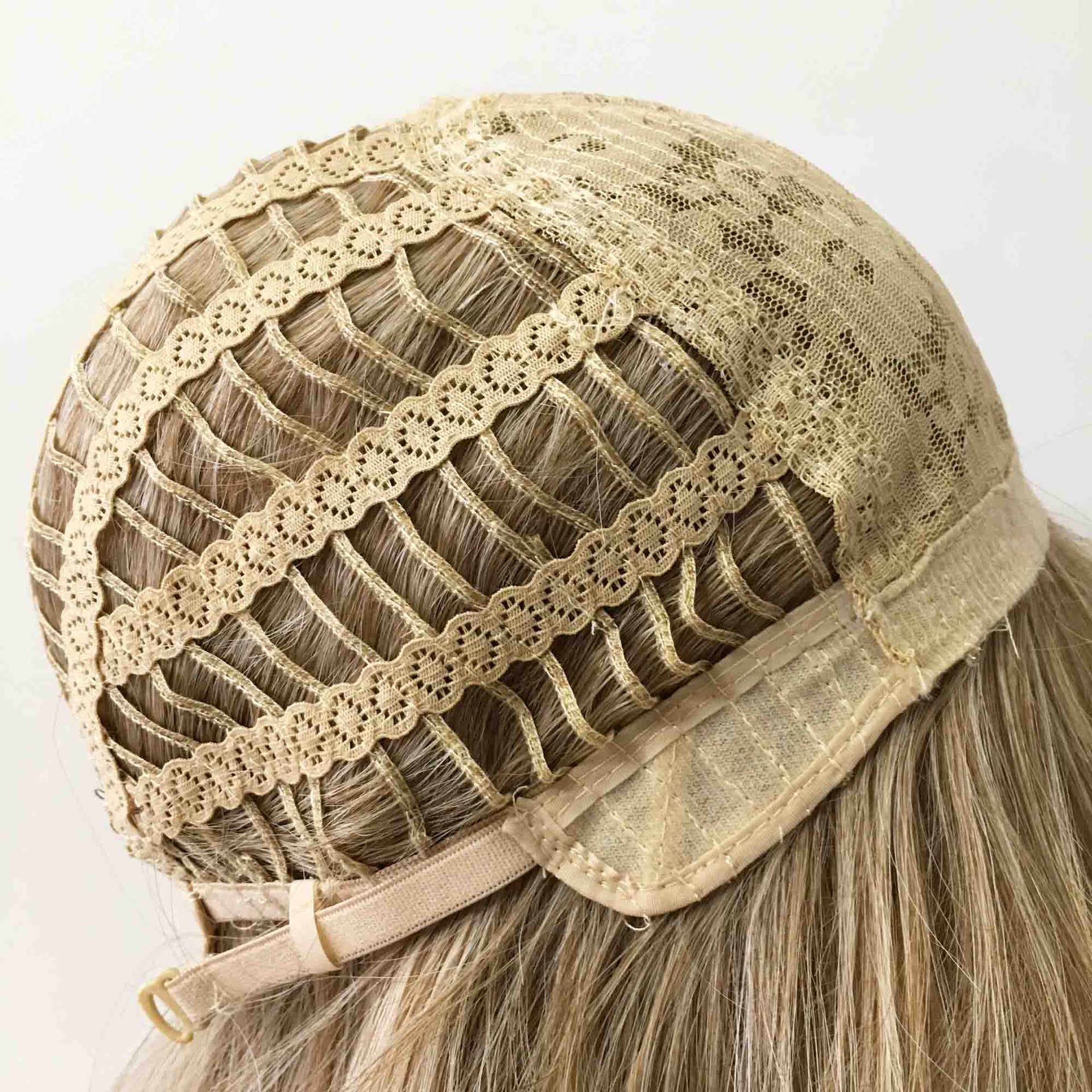 nevermindyrhead Women Ash Blonde Long Curly Side Part Fringe Bangs Layered Wig
