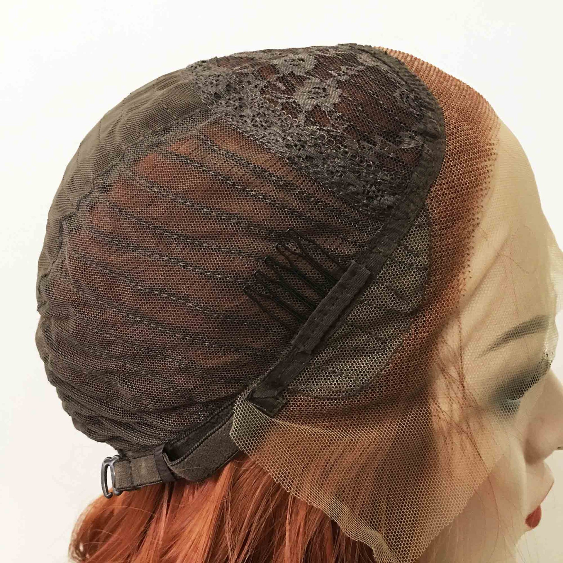 nevermindyrhead Women Auburn Ginger Red Lace Front Long Curly Free Part Wig