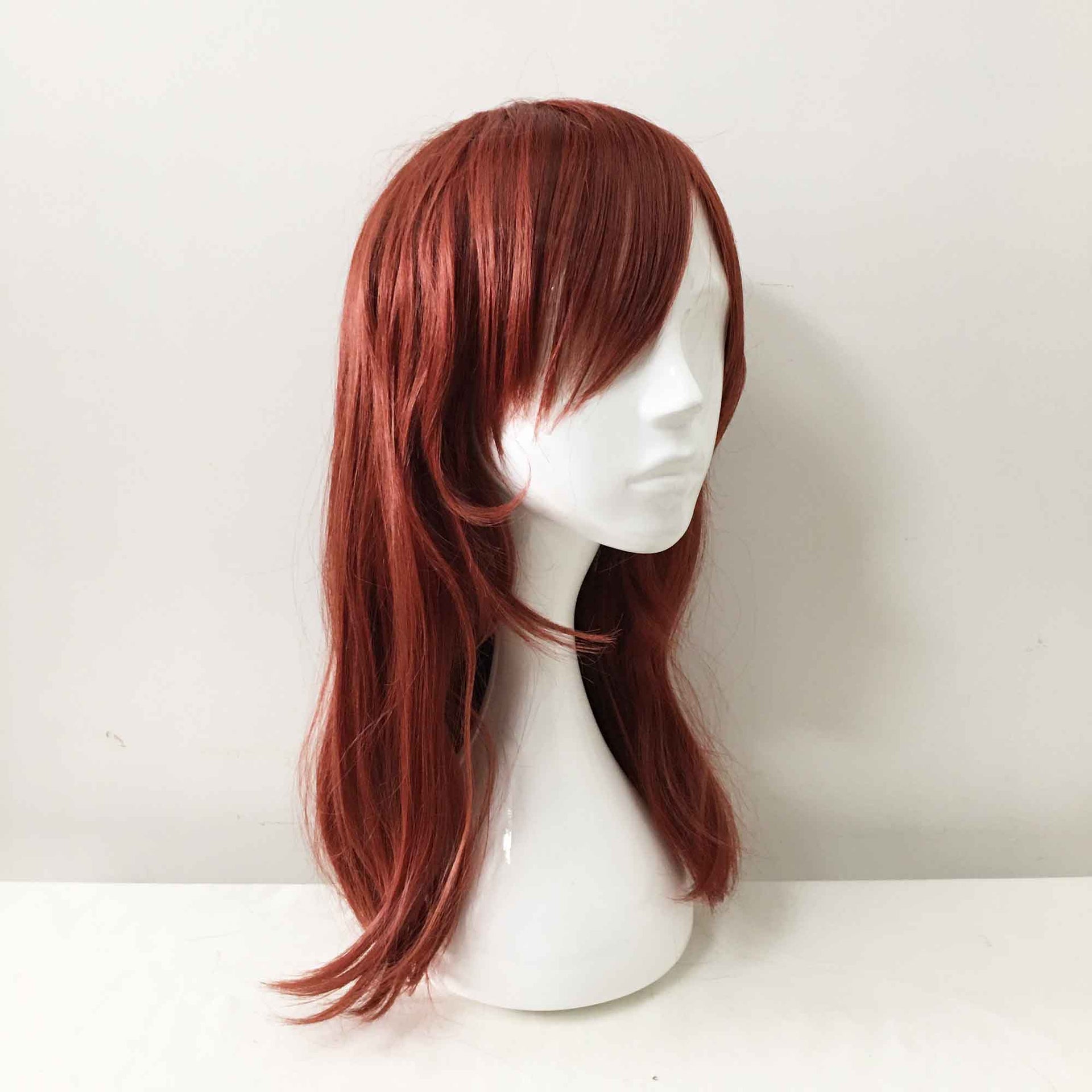 nevermindyrhead Women Auburn Red Long Straight Detachable Buns Fringe Bangs Cosplay Wig