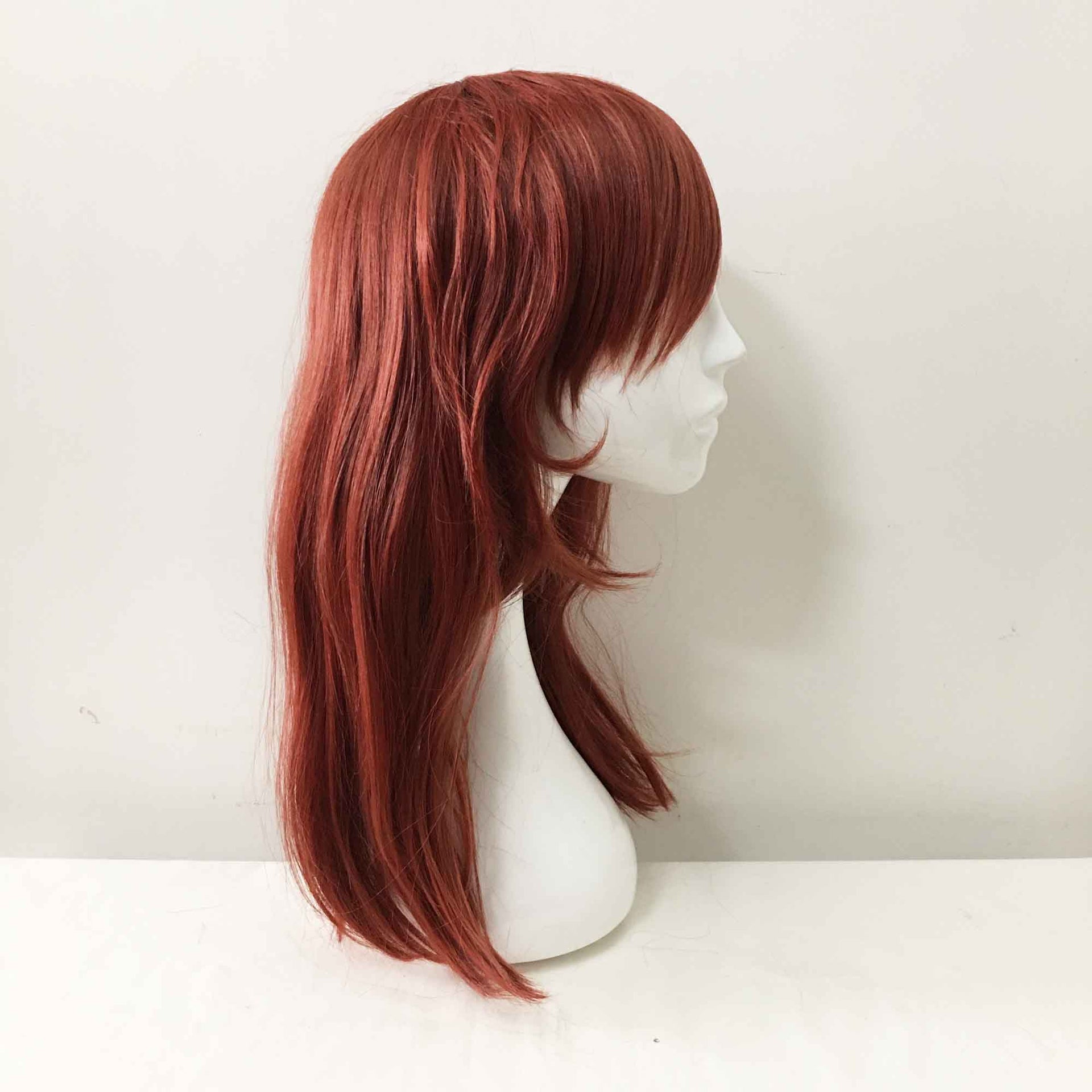 nevermindyrhead Women Auburn Red Long Straight Detachable Buns Fringe Bangs Cosplay Wig
