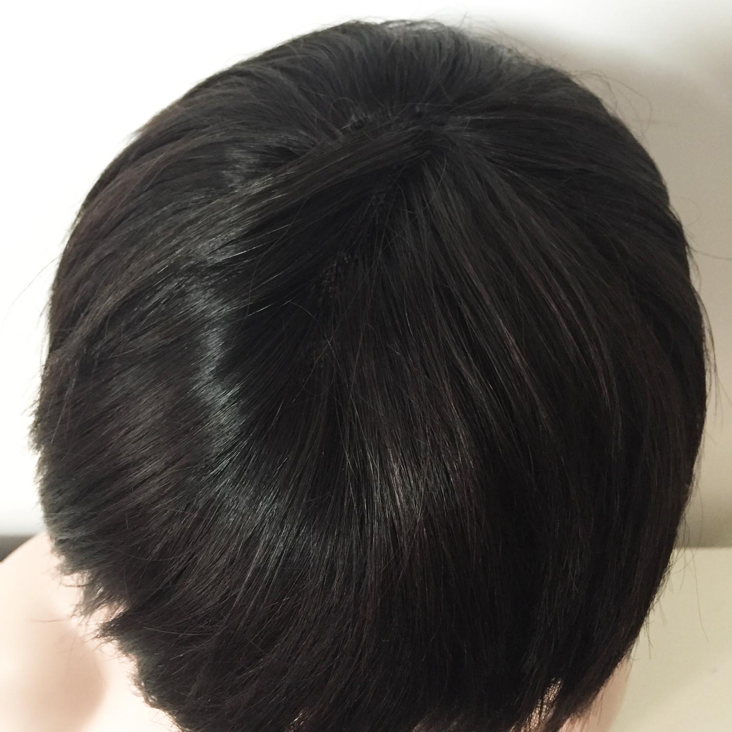 nevermindyrhead Women Black Human Hair Full Lace Short Straight Fringe Bangs Wig